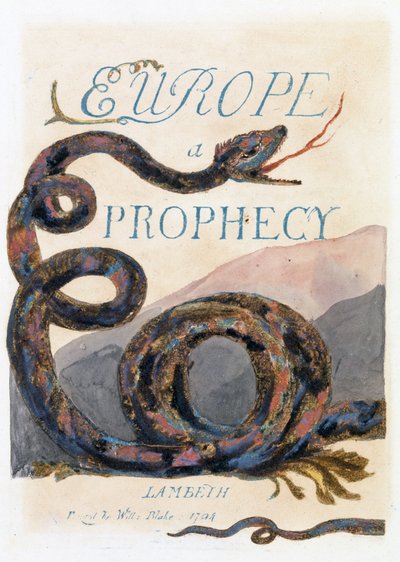 「ヨーロッパ：予言」からのイラスト、ランベス、1794（紙にインクとトイレ） 作： William Blake